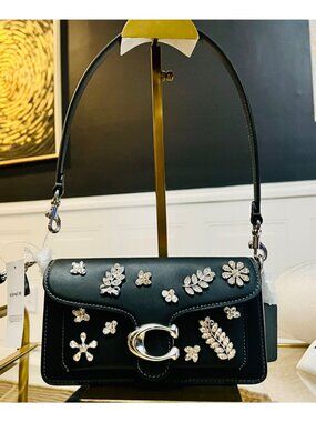 Stunning Coach Tabby 20 Shoulder Bag with Crystal Floral Accents